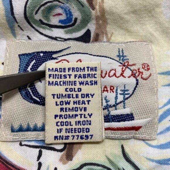 Blue Water Wear Button Up Men's Large Cream Rare Volkswagen Surf Van Beach Shirt - Picture 13 of 16